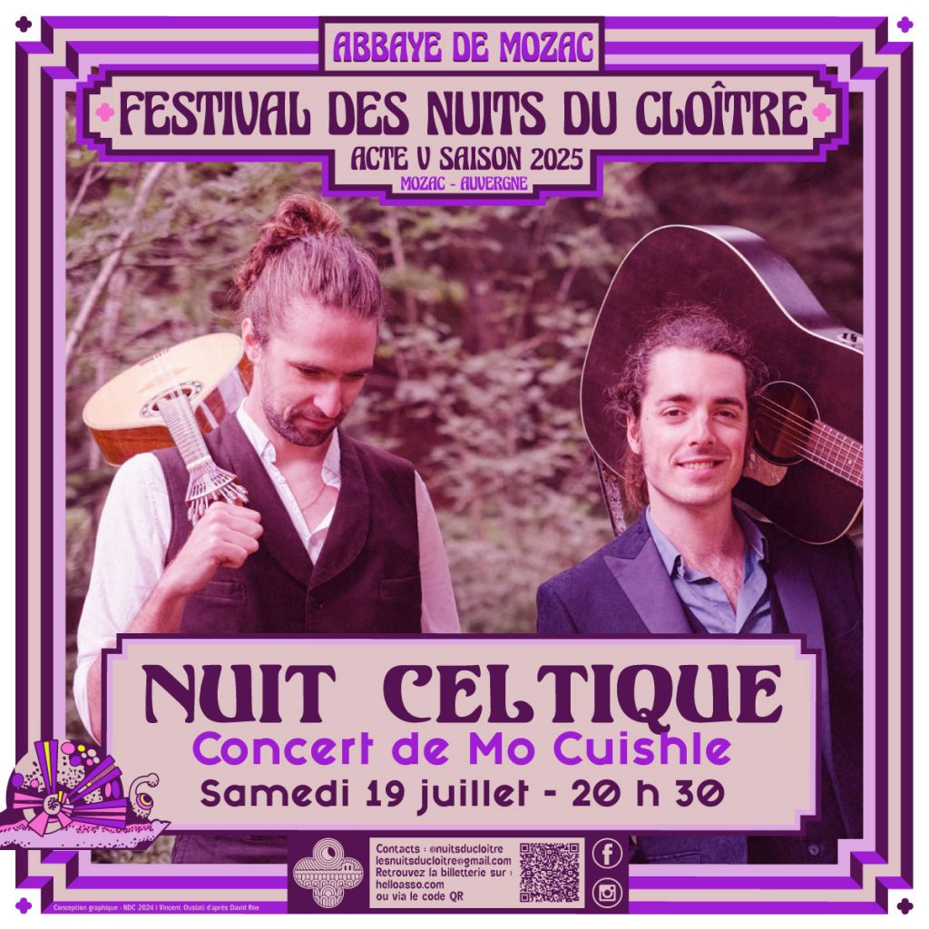 Concert nuit celtique – Festival Les Nuits du cloître – abbaye de Mozac