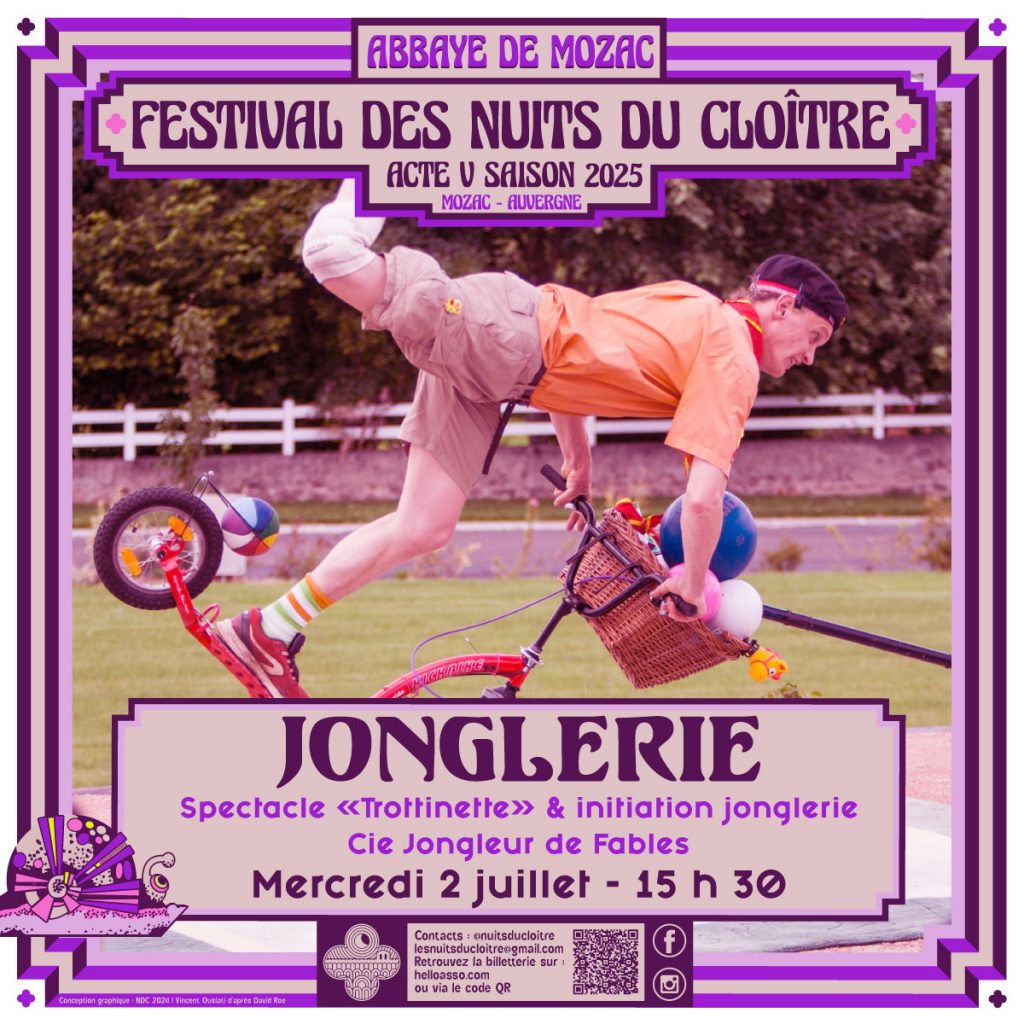 Spectacle de jonglerie – Festival Les Nuits du cloître – abbaye de Mozac