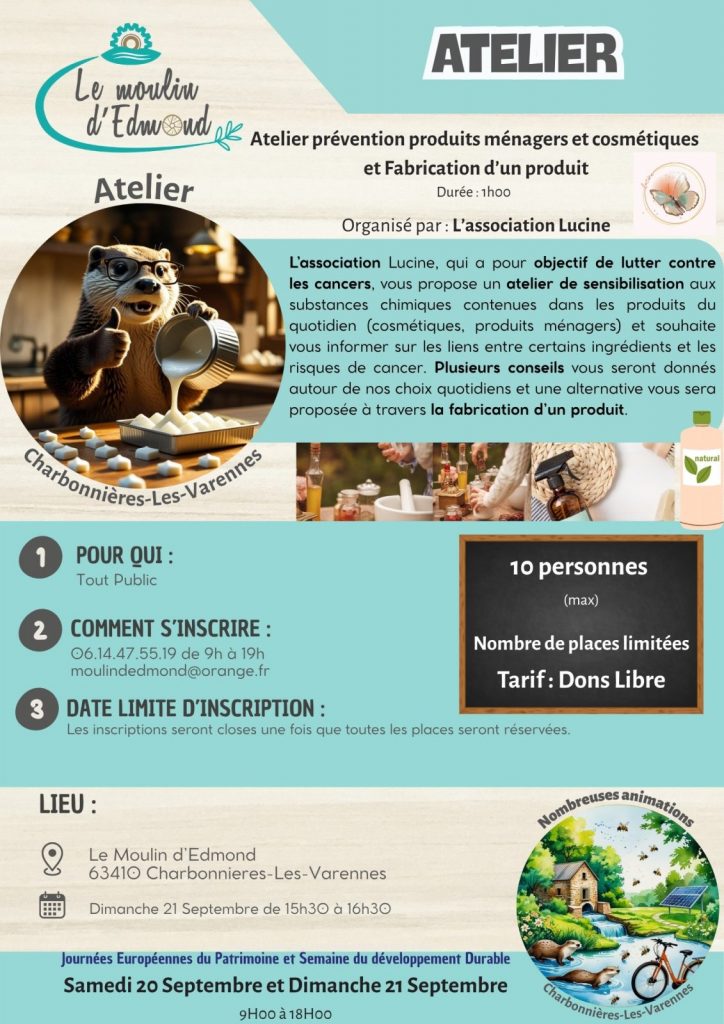 Atelier prévention produits ménagers et cosmétiques  – Le Moulin en Fête