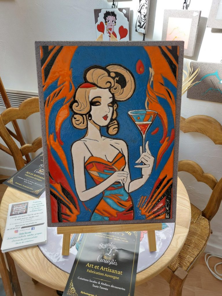 tableau en émaillage sur lave