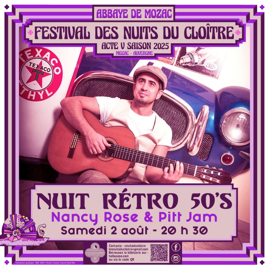 Concert nuit rétro 50’s – Festival Les Nuits du cloître – abbaye de Mozac