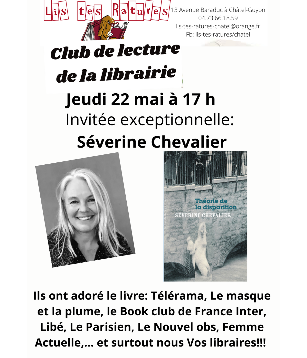 Club de lecture : Séverie Chevalier « Théorie de la disparition »