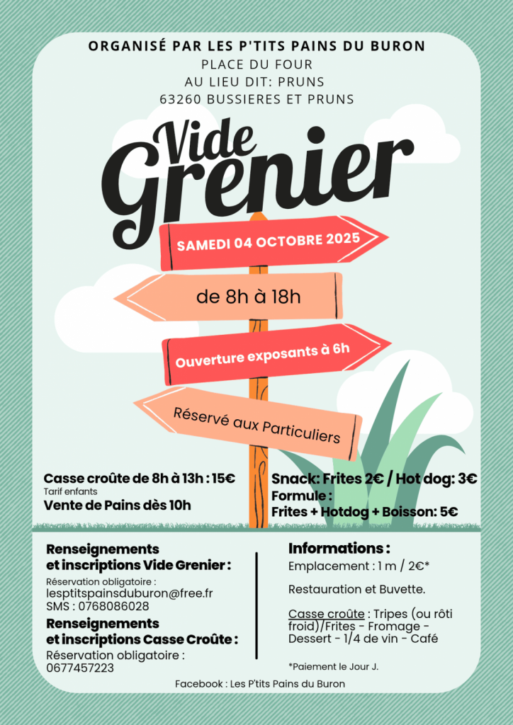 Vide grenier – Casse croute – Vente de pains