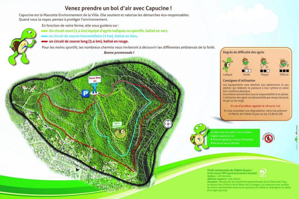 Plan des parcours de santé à Châtel-Guyon